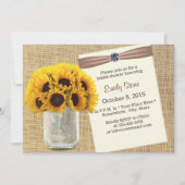 Land Zonnebloem en Mason Jar Burlap Vrijgezellenfe Kaart (Voorkant)