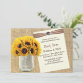 Land Zonnebloem en Mason Jar Burlap Vrijgezellenfe Kaart (Staand voorkant)