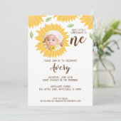 Land Zonnebloem Foto 1e Verjaardagsfeest Kaart (Staand voorkant)