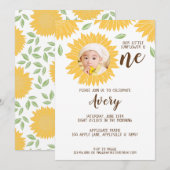 Land Zonnebloem Foto 1e Verjaardagsfeest Kaart (Voorkant / Achterkant)