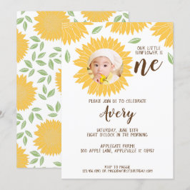 Land Zonnebloem Foto 1e Verjaardagsfeest Kaart