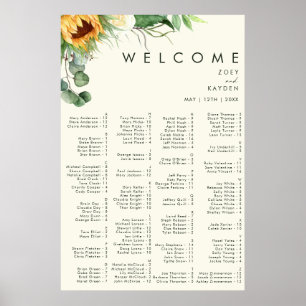 Land Zonnebloem   Gele alfabetische zitplaatsen Poster