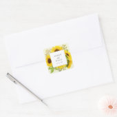 Land Zonnebloem | Gele envelopzegels voor weddensc Vierkante Sticker (Envelop)