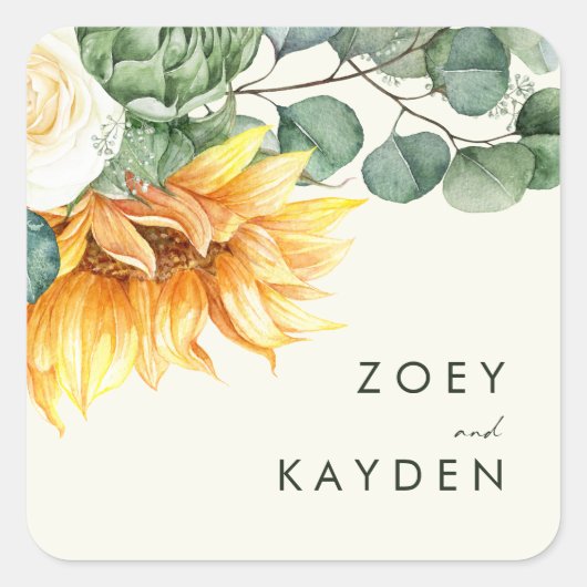 Land Zonnebloem Gele Wuwboegzegel Vierkante Sticker (Voorkant)