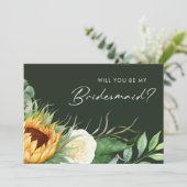 Land Zonnebloem | Groene Verlovingskaart voor Brui Kaart (Staand voorkant)