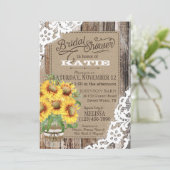 Land Zonnebloem Hout Kant Rustiek Vrijgezellenfees Kaart (Staand voorkant)