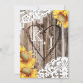 Land Zonnebloem Hout Kant Rustieke Bruiloft Kaart (Achterkant)