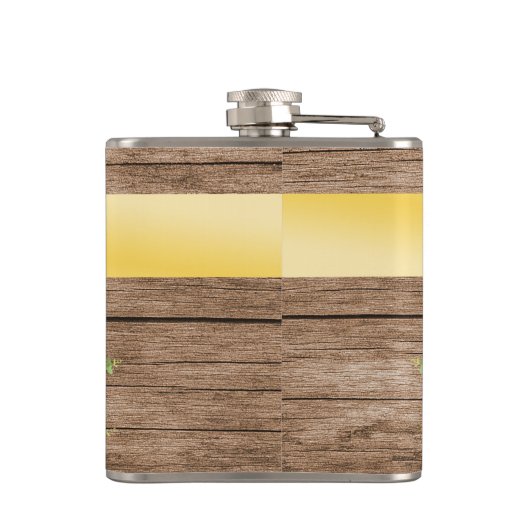 Land Zonnebloem Hout Monogram Heupfles (Achterkant)