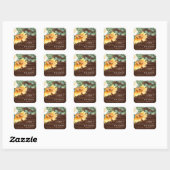 Land Zonnebloem | Hout Weddenschap Envelope Seals Vierkante Sticker (Vel)