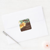 Land Zonnebloem | Hout Weddenschap Envelope Seals Vierkante Sticker (Envelop)