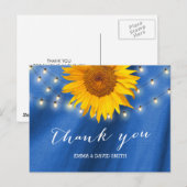 Land Zonnebloem & Koord Blauw Dank u Briefkaart (Voorkant / Achterkant)