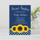 Land Zonnebloem Marine Blauw Zoet 16 Uitnodigingen (Staand voorkant)
