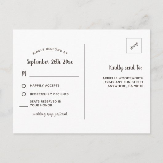 Land Zonnebloem Mason Jar Bruiloft RSVP Briefkaart (Achterkant)