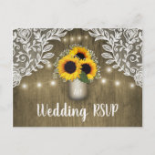 Land Zonnebloem Mason Jar Bruiloft RSVP Briefkaart (Voorkant)