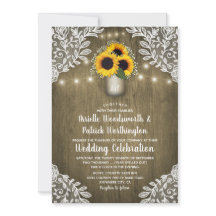 Land Zonnebloem Mason Jar Bruiloft Uitnodigingen