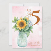 Land Zonnebloem Mason Jar Trouwtafel Nummer Bedankkaart (Achterkant)