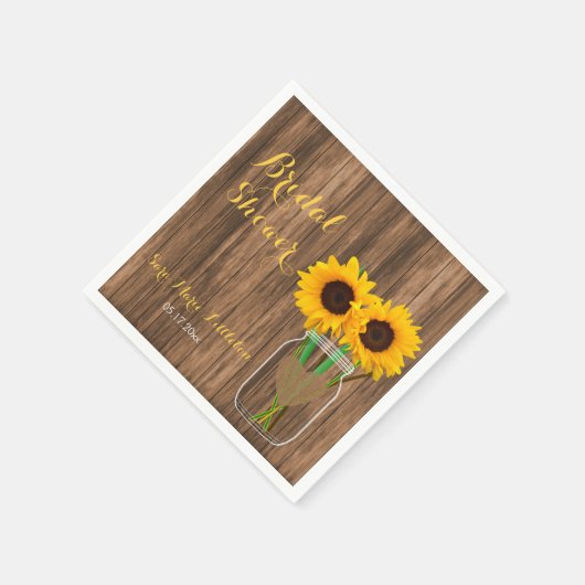 Land Zonnebloem Mason Jar Vrijgezellenfeest Servetten (Hoek)