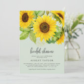 Land Zonnebloem | Mint Bridal Shower-uitnodiging Kaart (Staand voorkant)