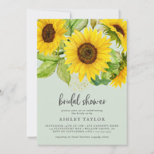 Land Zonnebloem Mint Bridal Shower-uitnodiging Kaart