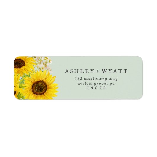 Land Zonnebloem | Mint Return Address Label (Voorkant)