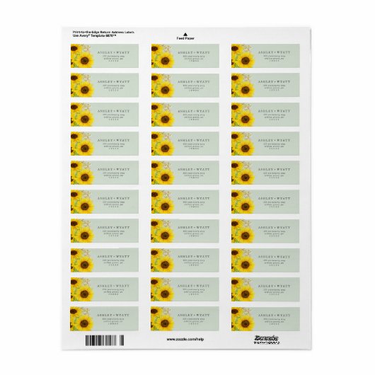 Land Zonnebloem | Mint Return Address Label (Full Sheet)