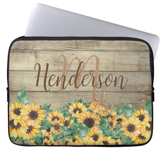 Land Zonnebloem Naam Laptop Sleeve (Voorkant)