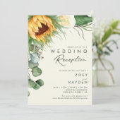 Land Zonnebloem | Ontvangst van lichte gele bruilo Kaart (Staand voorkant)