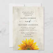 Land zonnebloem. Rustiek bloemenrepetitie diner Kaart (Voorkant)