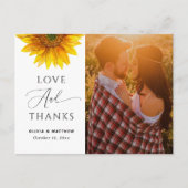 Land zonnebloem. Rustieke bloemenbruiloft dank u Briefkaart (Voorkant)