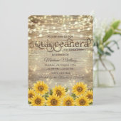 Land zonnebloem string lichten Quinceañera Kaart (Staand voorkant)