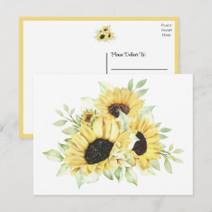 Land Zonnebloem Waterverf Floral Briefkaart