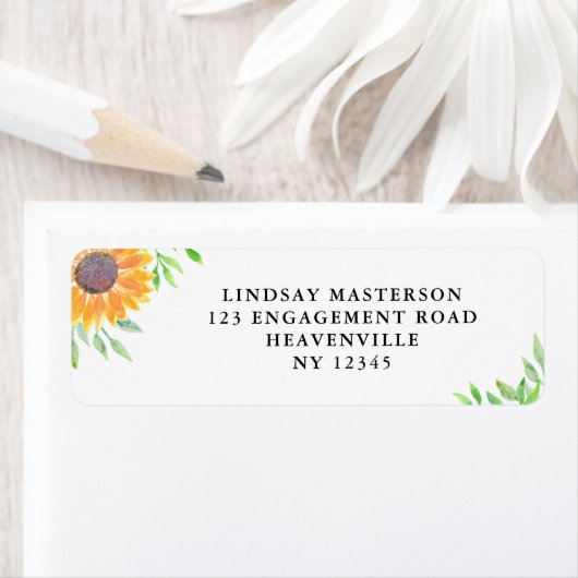 Land Zonnebloem Waterverf Weddenschap Etiket (Insitu)