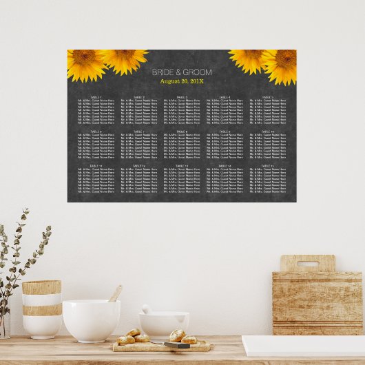 Land Zonnebloem Weddenschap 15 Tabellen Zitrooster Poster (Keuken)