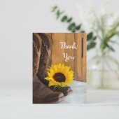 Land Zonnebloem Western Weddenschap Bedankt Briefkaart (Staand voorkant)