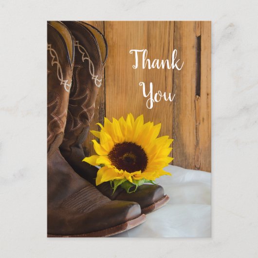 Land Zonnebloem Western Weddenschap Bedankt Briefkaart (Voorkant)