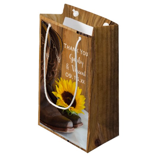 Land Zonnebloem Western Weddenschap Bedankt Klein Cadeauzakje (Voorkant Gekanteld)