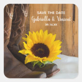 Land Zonnebloem Western Weddenschap Sparen de Datu Vierkante Sticker (Voorkant)