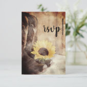 Land Zonnebloem Westerne bruiloft Waterverf RSVP Kaartje (Staand voorkant)