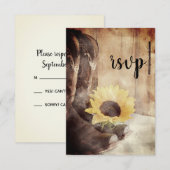 Land Zonnebloem Westerne bruiloft Waterverf RSVP Kaartje (Voorkant / Achterkant)