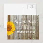 Land Zonnebloem Wijn en Barn Wood Bespaar de datum Aankondigingskaart (Voorkant / Achterkant)