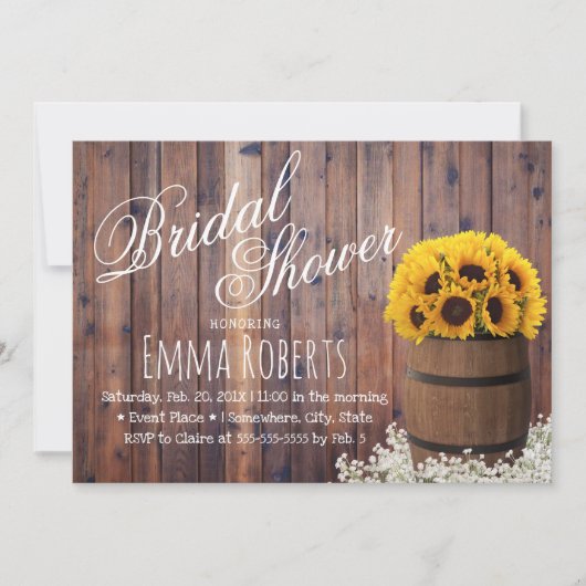 Land Zonnebloem Wijnvat Rustisch Vrijgezellenfeest Kaart (Voorkant)