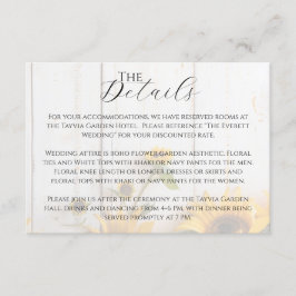 Land Zonnebloem Witte Schuur Hout Wedding Details Informatiekaartje