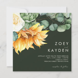 Land Zonnebloembouquet Groene vierkant huwelijk Kaart
