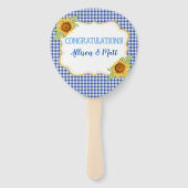 Land Zonnebloemen Blauw Gingham Check BabyQ Handwaaier (Achterkant)