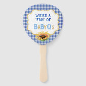 Land Zonnebloemen Blauw Gingham Check BabyQ Handwaaier (Voorkant)