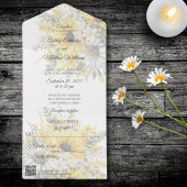 Land Zonnebloemen & Daisies met QR Code All In One Uitnodiging