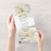 Land Zonnebloemen & Daisies met QR Code All In One Uitnodiging (Afscheurbaar)