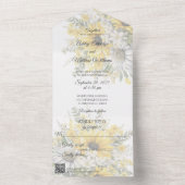 Land Zonnebloemen & Daisies met QR Code All In One Uitnodiging (Binnen)