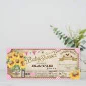 Land Zonnebloemen en Gingham Check Baby shower Kaart (Staand voorkant)