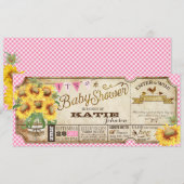 Land Zonnebloemen en Gingham Check Baby shower Kaart (Voorkant / Achterkant)